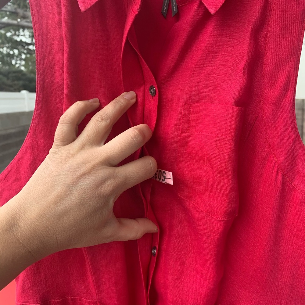 HD in Paris Anthropologie Printemps Linen Shirtdress Size 2 Raspberry color - Picture 4 of 16